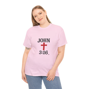 Faith-Inspired John 3:16 Unisex Heavy Cotton Tee - John 3:16, Christian Gift, Spiritual Apparel, Religious Tee, Unique Church Shirt