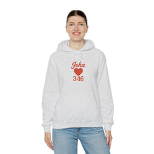 Load image into Gallery viewer, Faith-Inspired Unisex Hoodie with John 3:16 Design, Cozy Christian Apparel, Gift for Believers, Church Outing, Religious Fashion