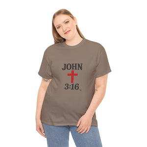 Faith-Inspired John 3:16 Unisex Heavy Cotton Tee - John 3:16, Christian Gift, Spiritual Apparel, Religious Tee, Unique Church Shirt
