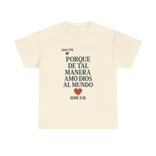 Load image into Gallery viewer, John 3:16 Spanish Unisex T-shirt, a reminder of eternal love.