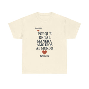 John 3:16 Spanish Unisex T-shirt, a reminder of eternal love.
