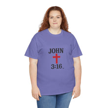 Load image into Gallery viewer, Faith-Inspired John 3:16 Unisex Heavy Cotton Tee - John 3:16, Christian Gift, Spiritual Apparel, Religious Tee, Unique Church Shirt