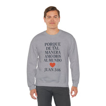 Load image into Gallery viewer, Spanish Faith-Inspired Unisex Crewneck Sweatshirt with Bible Verse, Inspirational Gift, Christian Apparel, Cozy Casual Wear, Religious Holiday Gift