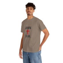 Load image into Gallery viewer, Faith-Inspired John 3:16 Unisex Heavy Cotton Tee - John 3:16, Christian Gift, Spiritual Apparel, Religious Tee, Unique Church Shirt