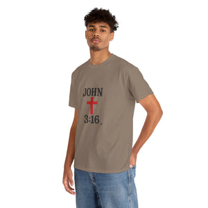 Faith-Inspired John 3:16 Unisex Heavy Cotton Tee - John 3:16, Christian Gift, Spiritual Apparel, Religious Tee, Unique Church Shirt