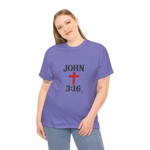 Load image into Gallery viewer, Faith-Inspired John 3:16 Unisex Heavy Cotton Tee - John 3:16, Christian Gift, Spiritual Apparel, Religious Tee, Unique Church Shirt