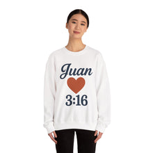Load image into Gallery viewer, Spanish Personalized John 3:16 Unisex Crewneck Sweatshirt, Customizable Gift for Him or Her, Meaningful Everyday Wear, Comfort Apparel