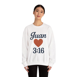 Spanish Personalized John 3:16 Unisex Crewneck Sweatshirt, Customizable Gift for Him or Her, Meaningful Everyday Wear, Comfort Apparel