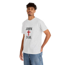 Load image into Gallery viewer, Faith-Inspired John 3:16 Unisex Heavy Cotton Tee - John 3:16, Christian Gift, Spiritual Apparel, Religious Tee, Unique Church Shirt