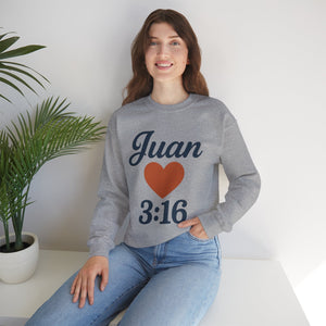 Spanish Personalized John 3:16 Unisex Crewneck Sweatshirt, Customizable Gift for Him or Her, Meaningful Everyday Wear, Comfort Apparel