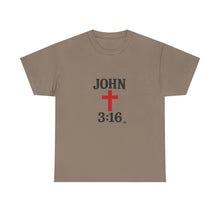 Load image into Gallery viewer, Faith-Inspired John 3:16 Unisex Heavy Cotton Tee - John 3:16, Christian Gift, Spiritual Apparel, Religious Tee, Unique Church Shirt