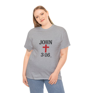 Faith-Inspired John 3:16 Unisex Heavy Cotton Tee - John 3:16, Christian Gift, Spiritual Apparel, Religious Tee, Unique Church Shirt