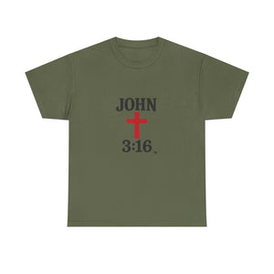 Faith-Inspired John 3:16 Unisex Heavy Cotton Tee - John 3:16, Christian Gift, Spiritual Apparel, Religious Tee, Unique Church Shirt