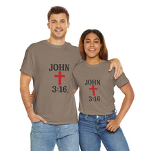 Load image into Gallery viewer, Faith-Inspired John 3:16 Unisex Heavy Cotton Tee - John 3:16, Christian Gift, Spiritual Apparel, Religious Tee, Unique Church Shirt
