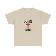 Load image into Gallery viewer, Faith-Inspired John 3:16 Unisex Heavy Cotton Tee - John 3:16, Christian Gift, Spiritual Apparel, Religious Tee, Unique Church Shirt