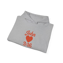 Load image into Gallery viewer, Faith-Inspired Unisex Hoodie with John 3:16 Design, Cozy Christian Apparel, Gift for Believers, Church Outing, Religious Fashion