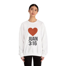 Load image into Gallery viewer, Spanish Juan 3:16 Heartfelt Faith Crewneck Sweatshirt - Unisex Christian Gift, Inspirational Apparel, Bible Verse Clothing, Religious Sweatshirt