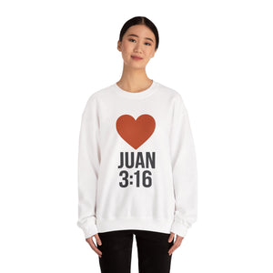 Spanish Juan 3:16 Heartfelt Faith Crewneck Sweatshirt - Unisex Christian Gift, Inspirational Apparel, Bible Verse Clothing, Religious Sweatshirt