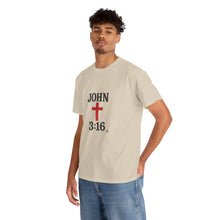Load image into Gallery viewer, Faith-Inspired John 3:16 Unisex Heavy Cotton Tee - John 3:16, Christian Gift, Spiritual Apparel, Religious Tee, Unique Church Shirt