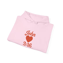 Load image into Gallery viewer, Faith-Inspired Unisex Hoodie with John 3:16 Design, Cozy Christian Apparel, Gift for Believers, Church Outing, Religious Fashion