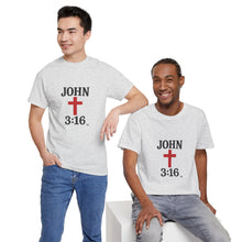 Load image into Gallery viewer, Faith-Inspired John 3:16 Unisex Heavy Cotton Tee - John 3:16, Christian Gift, Spiritual Apparel, Religious Tee, Unique Church Shirt