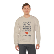 Load image into Gallery viewer, Spanish Faith-Inspired Unisex Crewneck Sweatshirt with Bible Verse, Inspirational Gift, Christian Apparel, Cozy Casual Wear, Religious Holiday Gift