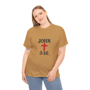 Faith-Inspired John 3:16 Unisex Heavy Cotton Tee - John 3:16, Christian Gift, Spiritual Apparel, Religious Tee, Unique Church Shirt