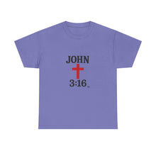Load image into Gallery viewer, Faith-Inspired John 3:16 Unisex Heavy Cotton Tee - John 3:16, Christian Gift, Spiritual Apparel, Religious Tee, Unique Church Shirt