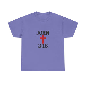 Faith-Inspired John 3:16 Unisex Heavy Cotton Tee - John 3:16, Christian Gift, Spiritual Apparel, Religious Tee, Unique Church Shirt