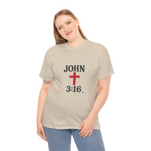 Load image into Gallery viewer, Faith-Inspired John 3:16 Unisex Heavy Cotton Tee - John 3:16, Christian Gift, Spiritual Apparel, Religious Tee, Unique Church Shirt