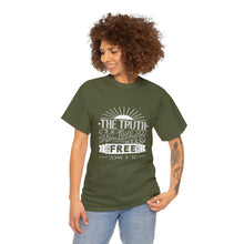 Load image into Gallery viewer, John 8:32 Logo 3 Unisex Heavy Cotton Tee