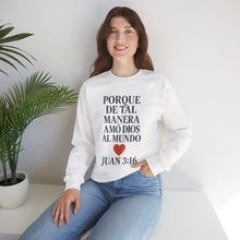 Load image into Gallery viewer, Spanish Faith-Inspired Unisex Crewneck Sweatshirt with Bible Verse, Inspirational Gift, Christian Apparel, Cozy Casual Wear, Religious Holiday Gift