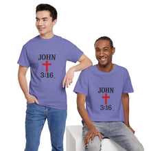 Load image into Gallery viewer, Faith-Inspired John 3:16 Unisex Heavy Cotton Tee - John 3:16, Christian Gift, Spiritual Apparel, Religious Tee, Unique Church Shirt