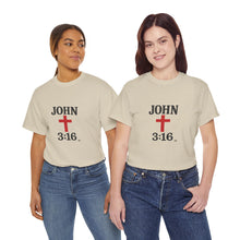 Load image into Gallery viewer, Faith-Inspired John 3:16 Unisex Heavy Cotton Tee - John 3:16, Christian Gift, Spiritual Apparel, Religious Tee, Unique Church Shirt