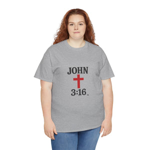 Faith-Inspired John 3:16 Unisex Heavy Cotton Tee - John 3:16, Christian Gift, Spiritual Apparel, Religious Tee, Unique Church Shirt
