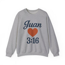 Load image into Gallery viewer, Spanish Personalized John 3:16 Unisex Crewneck Sweatshirt, Customizable Gift for Him or Her, Meaningful Everyday Wear, Comfort Apparel
