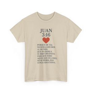Faith-Inspired Unisex Tee: Juan 3:16 Design, Christian Apparel, Inspirational Gift, Casual Wear, Everyday Comfort, Religious Tees
