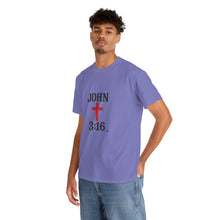 Load image into Gallery viewer, Faith-Inspired John 3:16 Unisex Heavy Cotton Tee - John 3:16, Christian Gift, Spiritual Apparel, Religious Tee, Unique Church Shirt