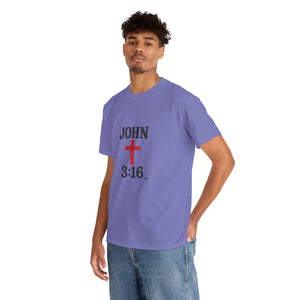 Faith-Inspired John 3:16 Unisex Heavy Cotton Tee - John 3:16, Christian Gift, Spiritual Apparel, Religious Tee, Unique Church Shirt