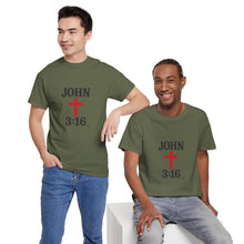 Load image into Gallery viewer, Faith-Inspired Unisex Heavy Cotton Tee - John 3:16, Christian Gift, Spiritual Apparel, Religious Tee, Unique Church Shirt