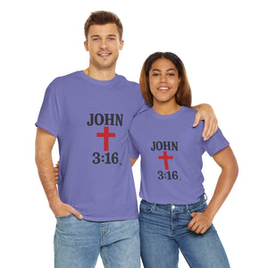 Faith-Inspired John 3:16 Unisex Heavy Cotton Tee - John 3:16, Christian Gift, Spiritual Apparel, Religious Tee, Unique Church Shirt