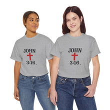 Load image into Gallery viewer, Faith-Inspired John 3:16 Unisex Heavy Cotton Tee - John 3:16, Christian Gift, Spiritual Apparel, Religious Tee, Unique Church Shirt