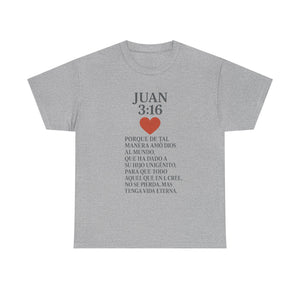 Faith-Inspired Unisex Tee: Juan 3:16 Design, Christian Apparel, Inspirational Gift, Casual Wear, Everyday Comfort, Religious Tees