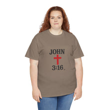 Load image into Gallery viewer, Faith-Inspired John 3:16 Unisex Heavy Cotton Tee - John 3:16, Christian Gift, Spiritual Apparel, Religious Tee, Unique Church Shirt