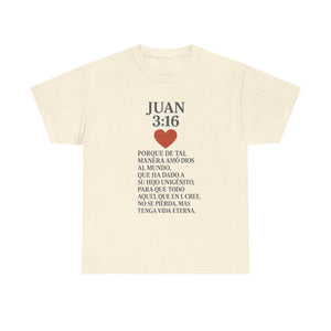 Faith-Inspired Unisex Tee: Juan 3:16 Design, Christian Apparel, Inspirational Gift, Casual Wear, Everyday Comfort, Religious Tees