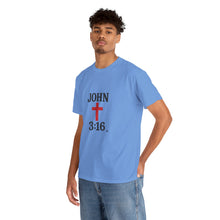Load image into Gallery viewer, Faith-Inspired John 3:16 Unisex Heavy Cotton Tee - John 3:16, Christian Gift, Spiritual Apparel, Religious Tee, Unique Church Shirt