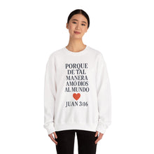Load image into Gallery viewer, Spanish Faith-Inspired Unisex Crewneck Sweatshirt with Bible Verse, Inspirational Gift, Christian Apparel, Cozy Casual Wear, Religious Holiday Gift