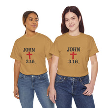 Load image into Gallery viewer, Faith-Inspired John 3:16 Unisex Heavy Cotton Tee - John 3:16, Christian Gift, Spiritual Apparel, Religious Tee, Unique Church Shirt
