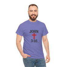 Load image into Gallery viewer, Faith-Inspired John 3:16 Unisex Heavy Cotton Tee - John 3:16, Christian Gift, Spiritual Apparel, Religious Tee, Unique Church Shirt