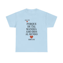 Load image into Gallery viewer, John 3:16 Spanish Unisex T-shirt, a reminder of eternal love.